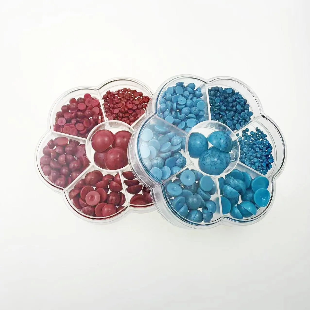 

2 коробки в ассортименте, полукруглые бирюзовые бусины с плоской спинкой для шитья платья, одежды, сумки, обуви, головных уборов, ювелирных изделий, искусства ногтей