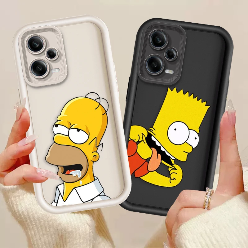 Cartoon Funny Simpsons For Redmi Note 12 11 10 9 8 7 K50 40 30 20 12 10 9 A C Ultra Pro 5G 4G Soft Eye Ladder Phone Case