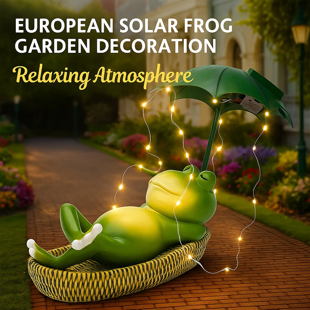 

Солнечная садовая лягушка, орнамент с зонтиком, изделие из смолы, уличный декор для двора, фигурка в европейском стиле для патио, лужайки