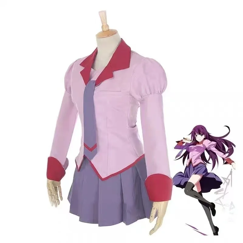 

Bakemonogatari Cosplay Costumes Hitagi Senjougahara Tsubasa Hanekawa Suruga Kanbaru School Uniform Outfit