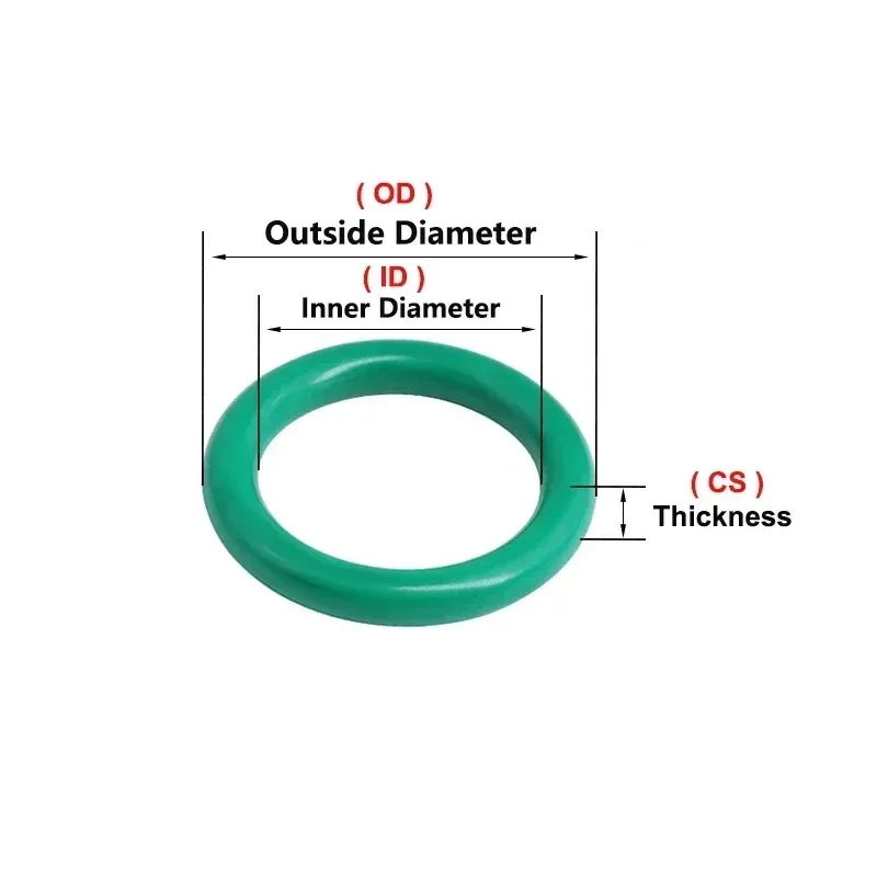 Green FKM O Ring CS 1.5mm OD 5 ~ 50mm Sealing Gasket Insulation Oil High Temperature Resistance Fluorine Rubber O Ring Green