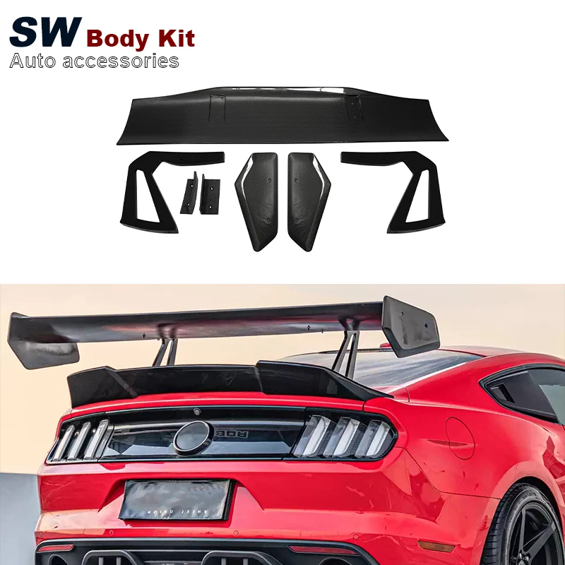 

Carbon Fiber V3 Robot Style Spoiler For Ford Mustang 2015-2021 Upgrade Rear Trunk Spoiler Lip Guide Wing Lip Rear Wing