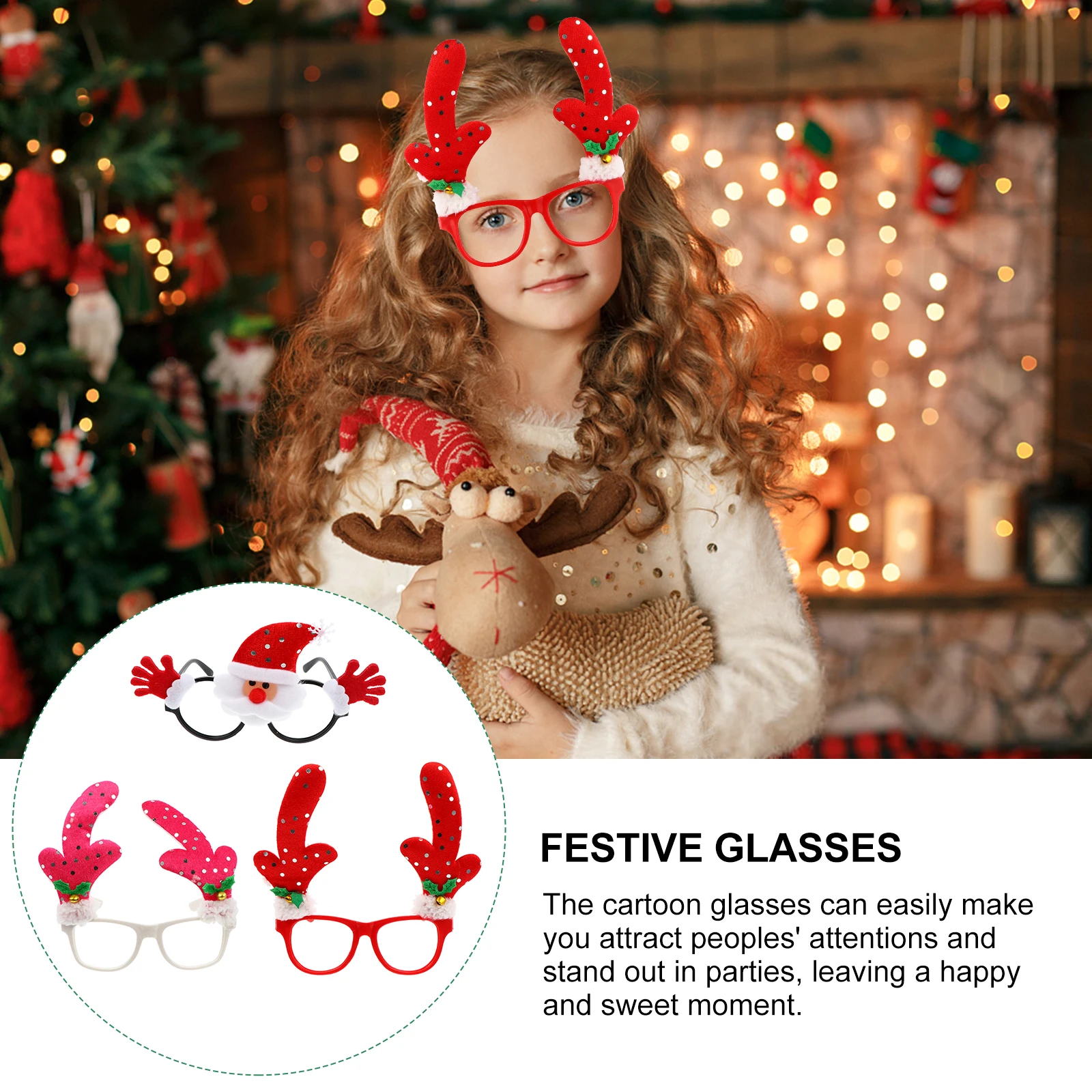 

3pcs Children Cartoon Glasses Funny Eyeglasses Festive Decoration Photo Props Plastic Non Woven Material Party Photography