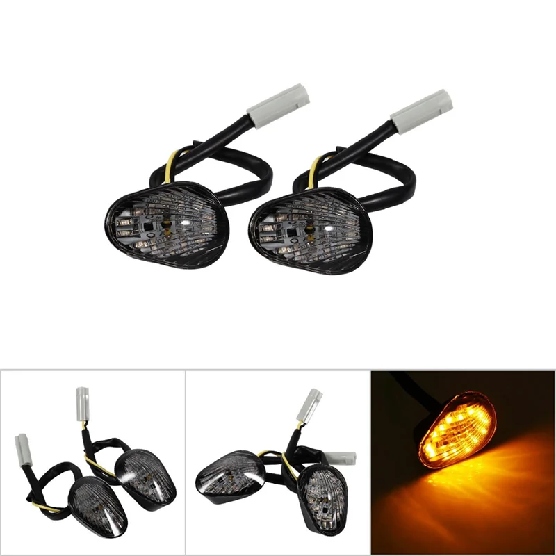 

New 1 Pair Amber LED Turn Signal Light Indicator Lamp Flush Mount For Yamaha YZF R1 R6 R6S Smoke