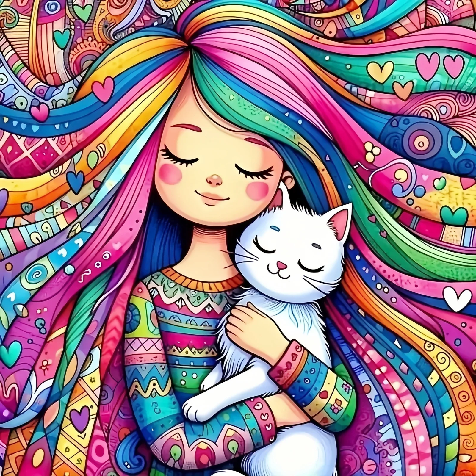Diamant Stickerei Mädchen Neue Ankunft Katze Malerei Bild Strass Cartoon Mosaik Kreuz Stich 5D DIY Handgemachtes Geschenk