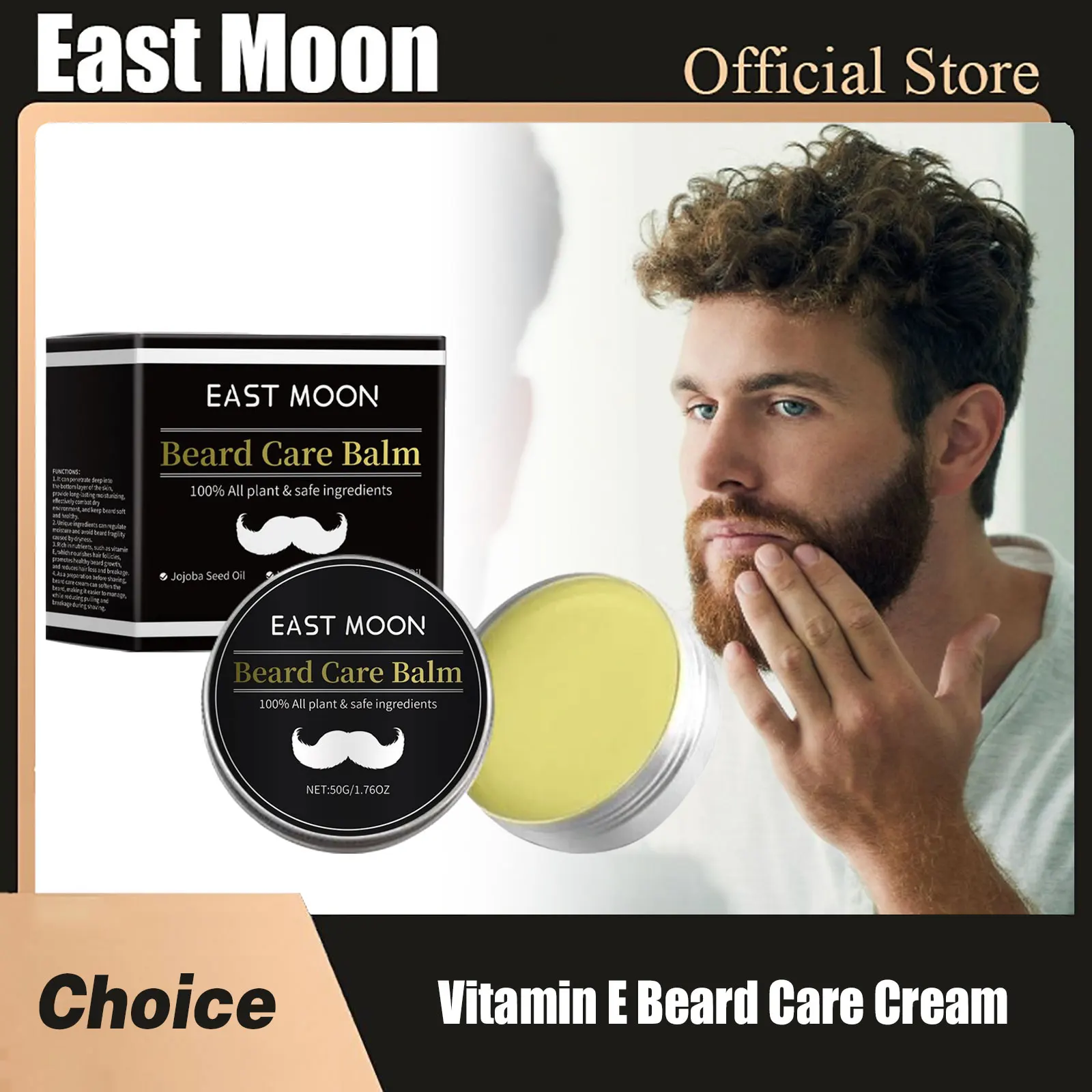 

Vitamin E Beard Care Cream Reduce Dry Strengthen Shaping Moisturize Growth Improve Smoothing Charming Styling Beard Groomed Wax