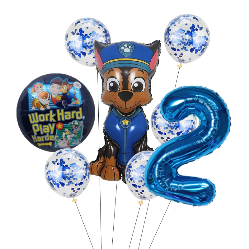 7pcs Cartoon Paw Patrol Themed Party Decoration Supplies Rescue Dog Aluminum Foil Balloon Birthday Gift