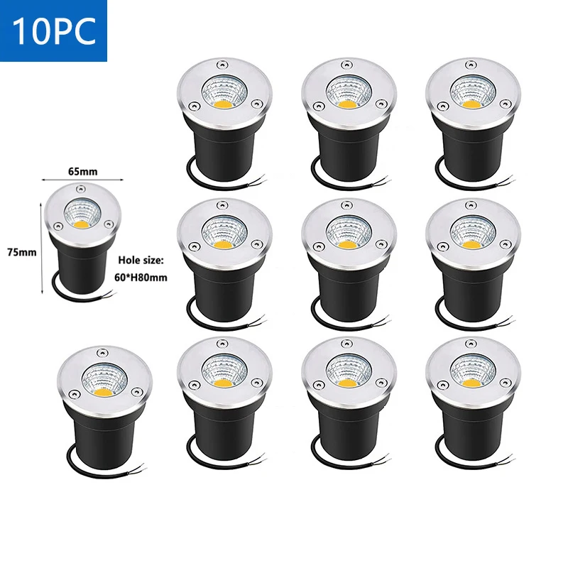 10PCS 10W15W LED buried IP67 AC110V220V DC12V Outdoor Recessed Deck Light 1/2/3/4 side view Underground Lamp Sidewalk Lighting