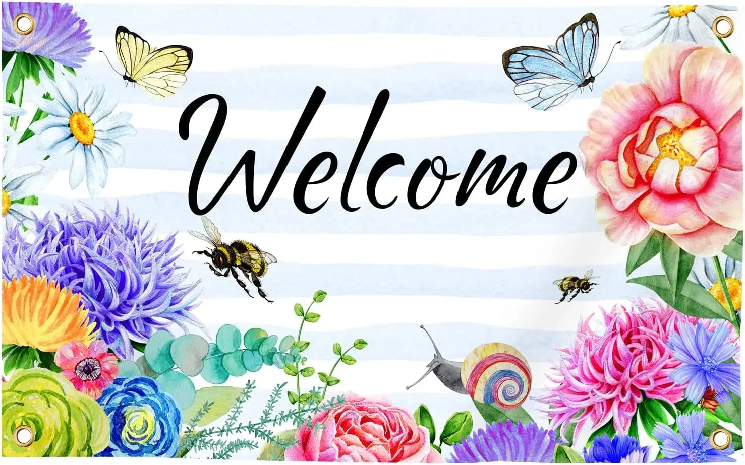National flag National flags Welcome Spring Summer Flag 3x5 FT Flower Butterfly Bee Yard House Flags Season Banner Polyester