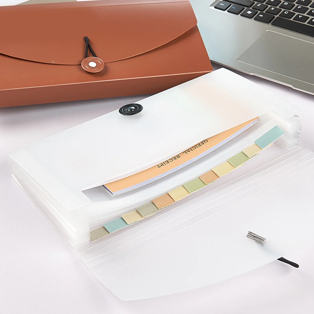 

2Pcs File Folder Expanding Accordion File Organizer Translucent Khaki Waterproof Document Storage for Office Study