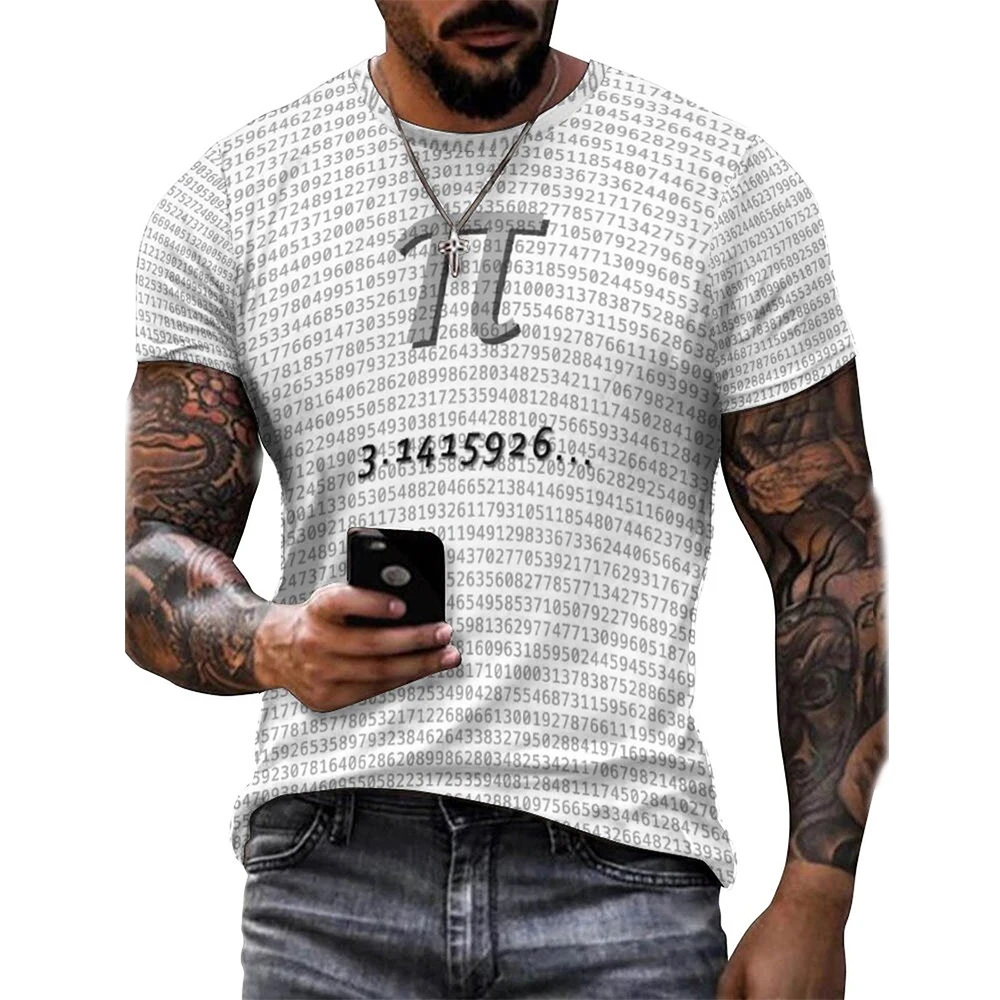 

Men's T-shirt π 3D Digital Pattern Printed Graphic Causal Comfy Tees Short Sleeve Pullover Tops Men Outdoor Clothing Summer New