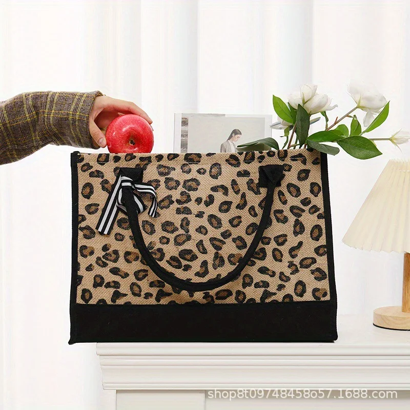 Leopard print Large Capacity Canvas Shoulder  Women\'s Handbag Folding Eco-Friendly Tote Bags Shoulder Bag Internal waterproofing