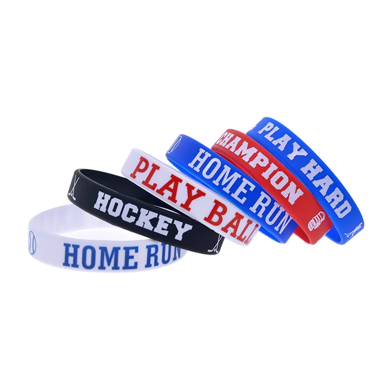 

50 Pcs Baseball and Hockey Silicone Wristband Sport Gift Bracelet Women Men Bangle