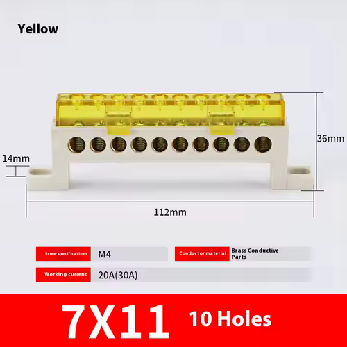 Zero wire terminal 3/4/5/6/7/10-Hole Distribution Box Terminal Block dustproof Ground Copper Bar Bridge type Busbar With cover - Image 15