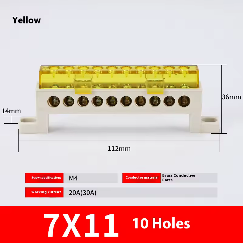 Zero wire terminal 3/4/5/6/7/10-Hole Distribution Box Terminal Block dustproof Ground Copper Bar Bridge type Busbar With cover - Image 15