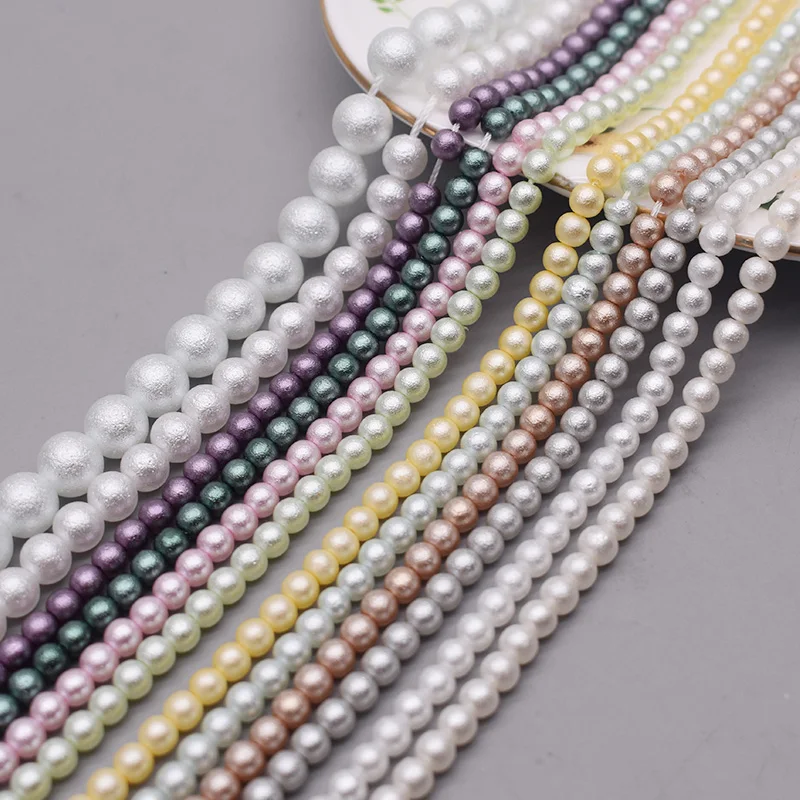 New4 6 8mm Round Crystal Glass Beads Matte Imitation Pearl Color Loose Spacer Beads for Jewelry Making DIY Necklace