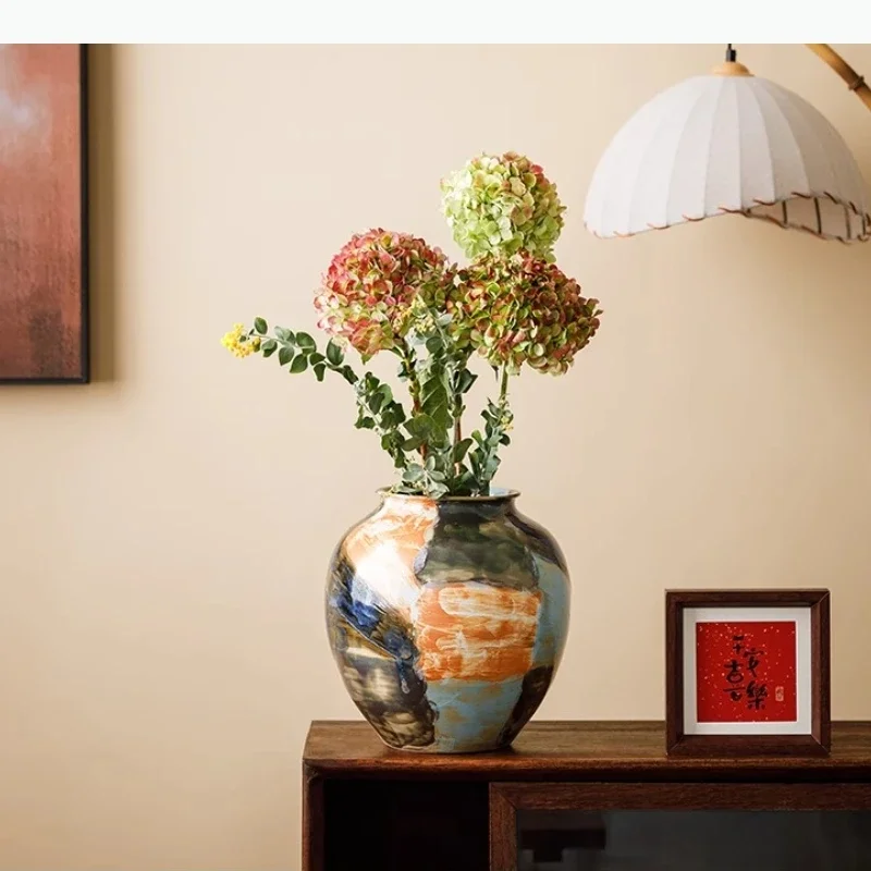 Oil Painting Ceramic Vase Hydroponic Vases Artistic Flower Vessels Flowers Arrangement Decorative Vase Dried Flower Vases Crafts