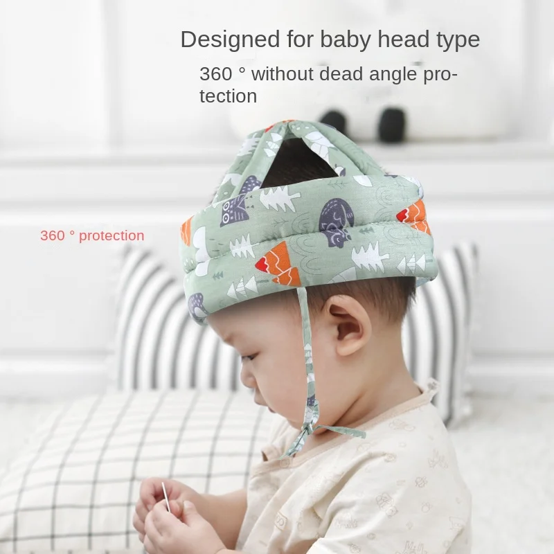 1Pcs Grey Forest Antlers Hat Walking Safety Helmet Baby Toddler Safety Anti Collision and Anti Fall Cap