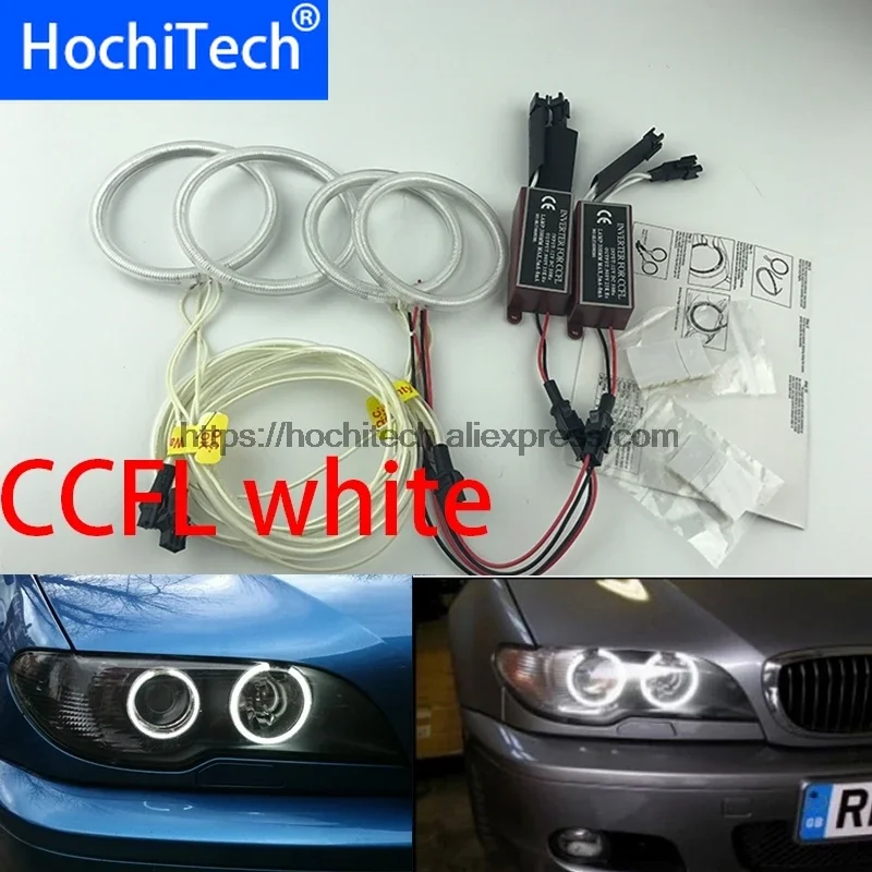 

WHITE 6000K CCFL Headlight Halo Angel Eyes Kit Angel Light HochiTech for BMW E46 Convertible Facelift with Xenon Car Styling