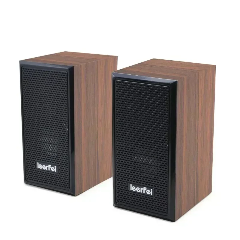 Computer Wooden USB Stereo Desktop Sound Desktop Laptop Phone Home Gift Sound System 3D Stunning Sound Quality Subwoofer