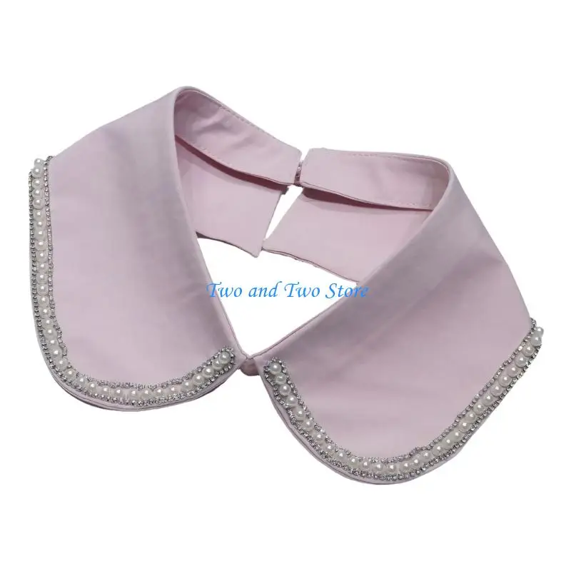 HX6F Collar Shawl Sweet Lapel False Shawl for Dress Sweater Jeweled Collar