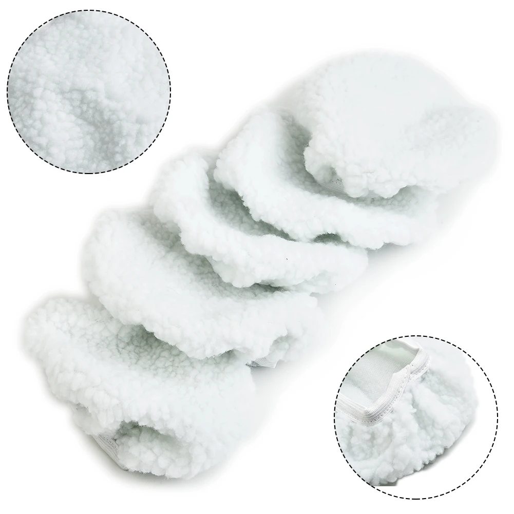 5 Pcs 5-6inch Polishing Bonnet Buffer Pads Set Soft Wool Pads For Boat Car Polish Buffer Drill Wheel Polishing Removes Scratches