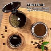A84E-Glass Clear 9-Cup Moka Pot Stainless Steel Thickened Stovetop Espresso Coffee Maker 450Ml 15Oz Italian Machine