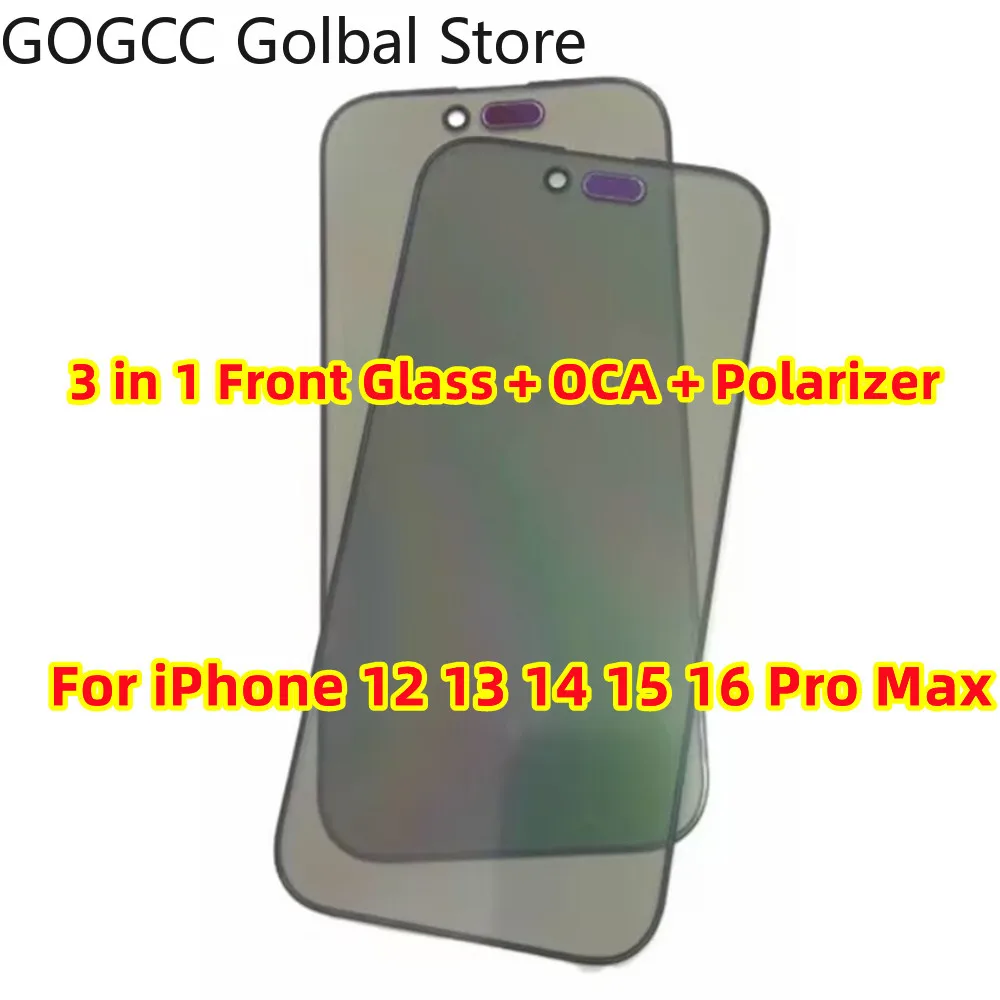 Outer Touch Screen + OCA + Polarizer Film For iPhone 13 14 15 16 17 18 Pro Max Plus Front Glass LCD Digitizer Lens Panel Repair