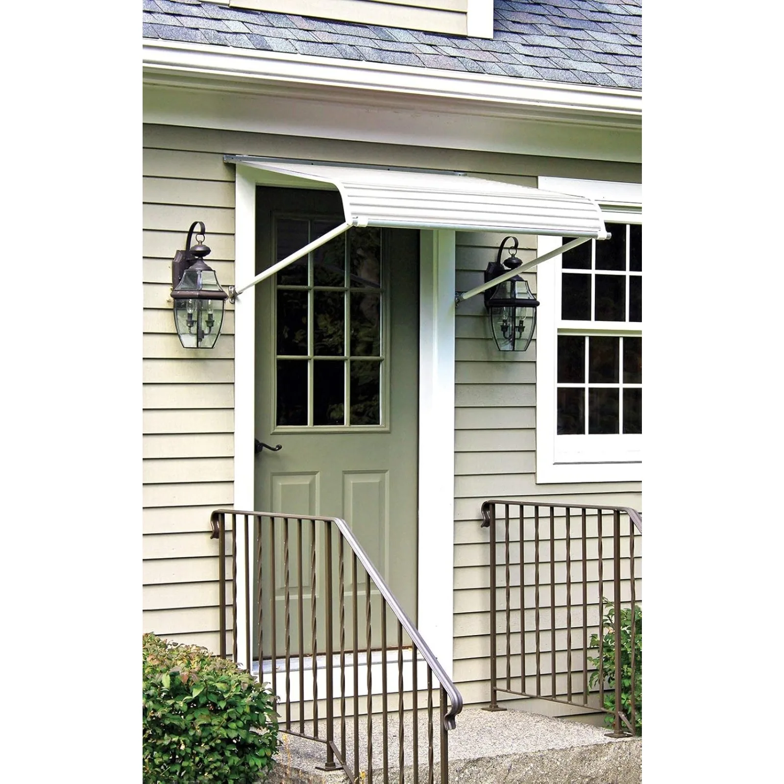 US 60425 Aluminum Door Canopy with Support Arms, White,60 inches wide