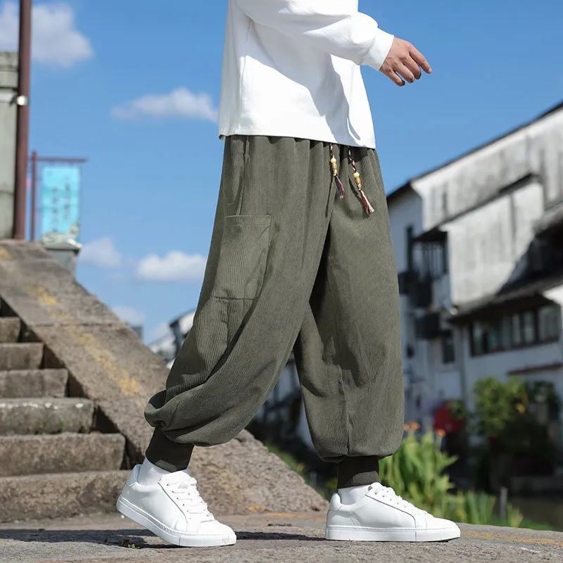 

Мужские вельветовые брюки свободного кроя на осень-зиму, большие размеры, повседневные, однотонные, универсальные, модные, для отдыха