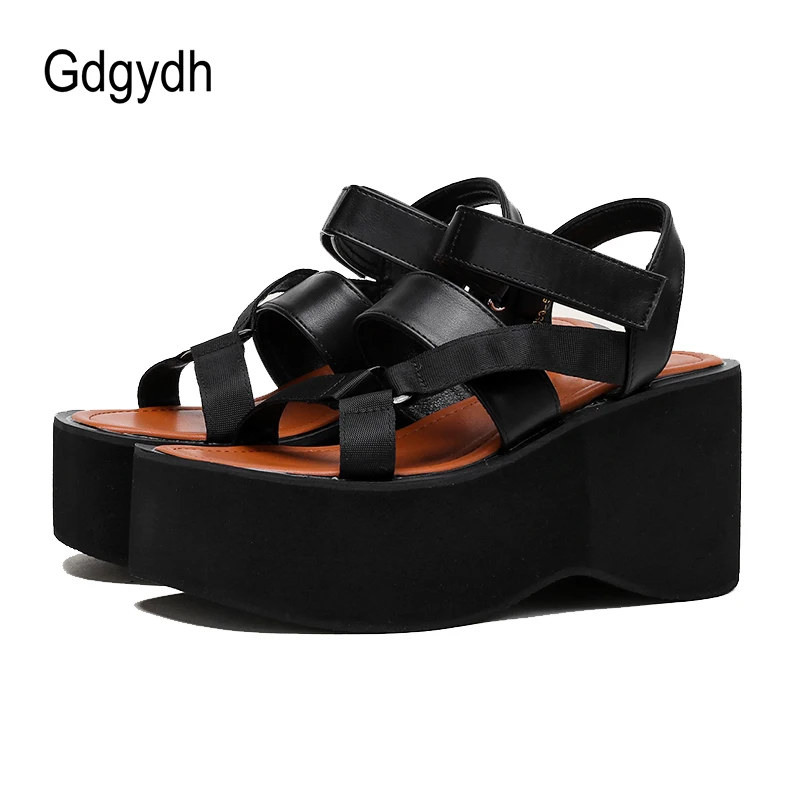 Gdgydh Womens Open Toe Flat Platform Sandals with Buckle Ankle Strap Beach Shoes Roman Style Wedge Heels Sandal Comfortable