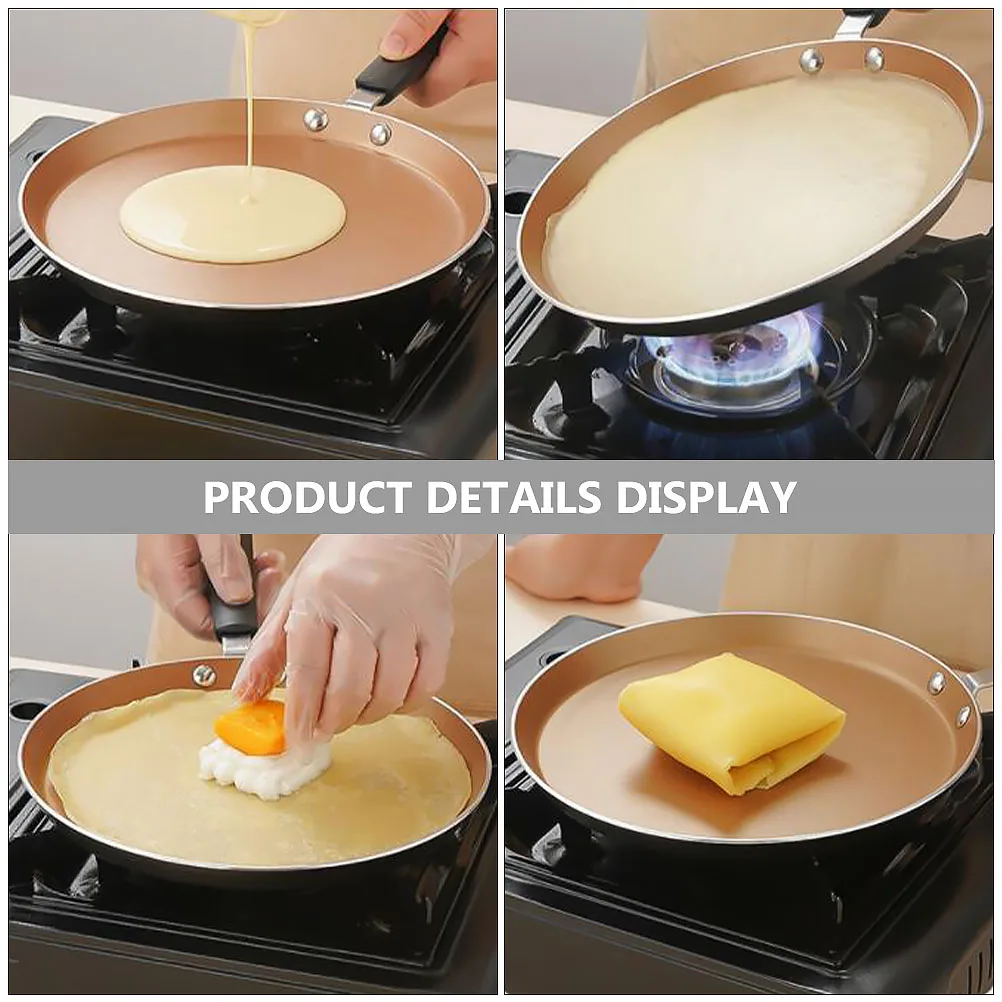 

Pan Halberd Pot Small Frying Nonstick Household Golden Aluminum Alloy Mini for Eggs