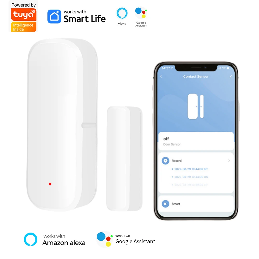 

Tuya Door Sensor Window WiFi Wireless Contact Open Close Smart Life APP Remote Control Compatible With Alexa Google Assistant