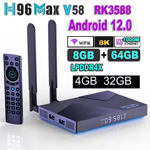 H96 MAX V58 TV Box Android 12 DDR4 8GB 64GB RK3588 Support 8K BT5.0 Dual Wifi 1000M 4G 32GB octa core vs mecool km7 x96 max plus