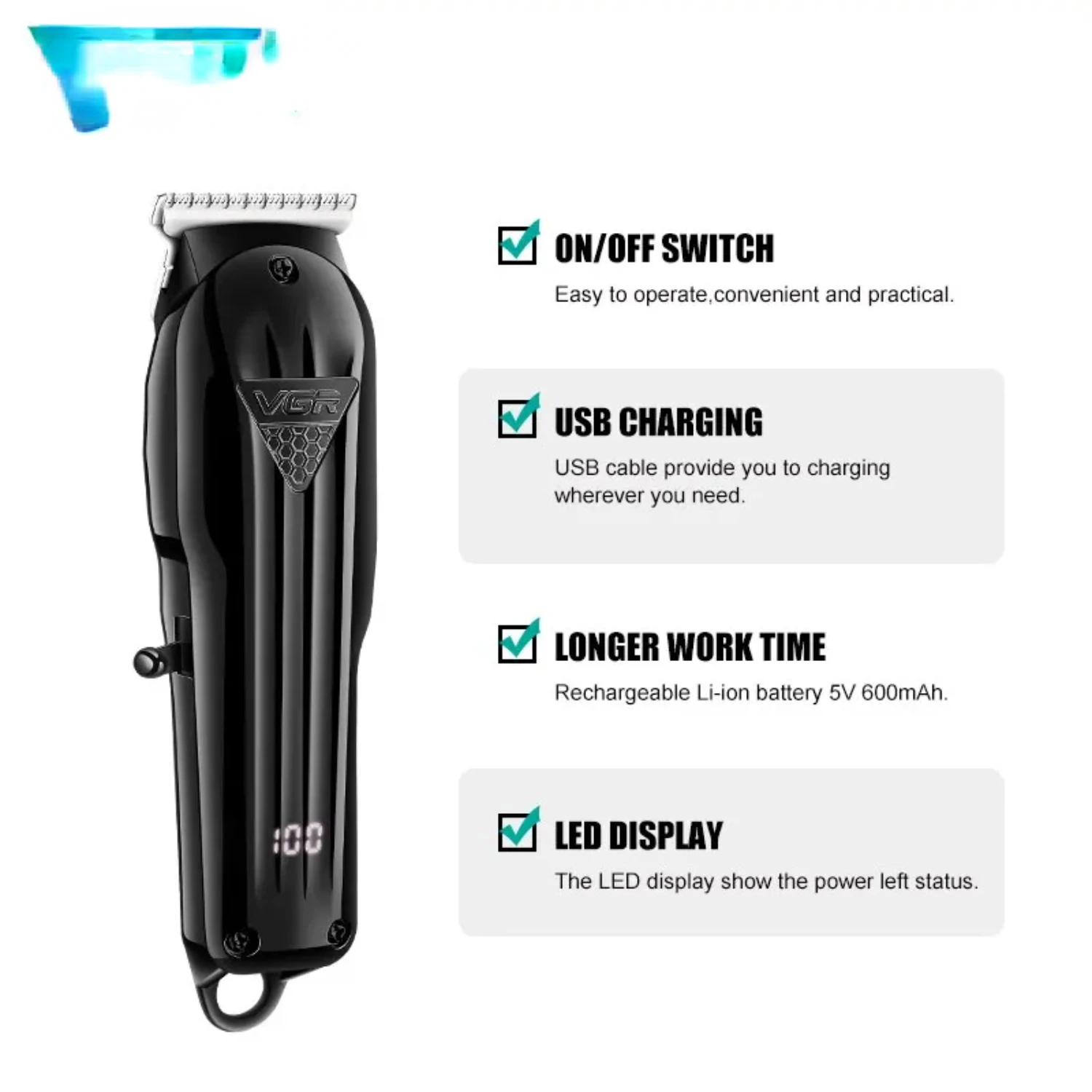 Hair Trimmer Professional Hair Clipper  T-Blade Hair Cutting Machine 0mm LED Display Barber Trimmer  Men V-982 Hair cut machine