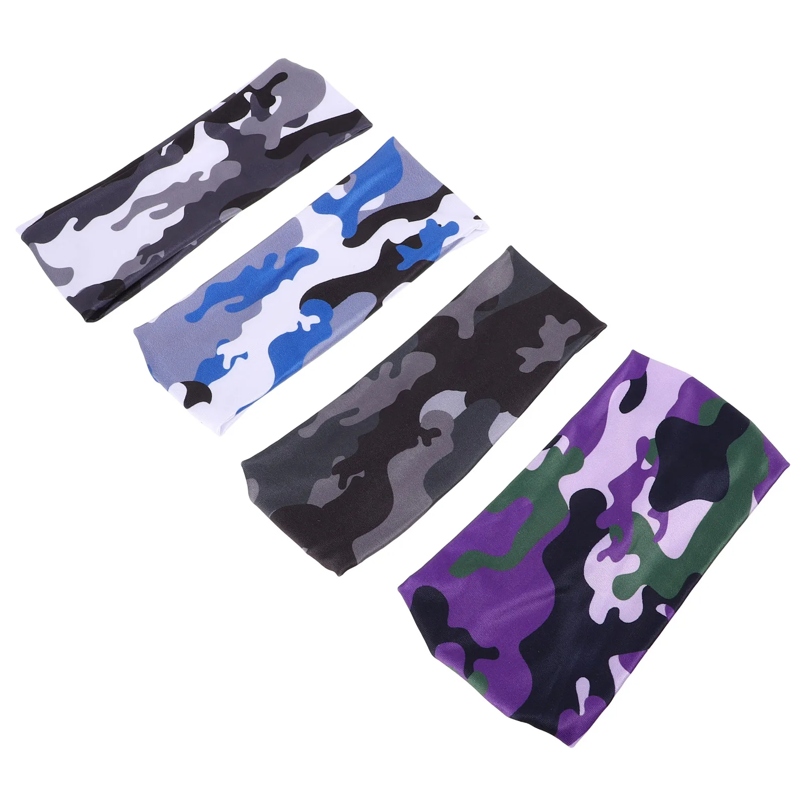 

4pcs Camouflage Sweatbands Kids Teens Boys Girls Fitness Workout Headbands Elastic Hairbands Running Football