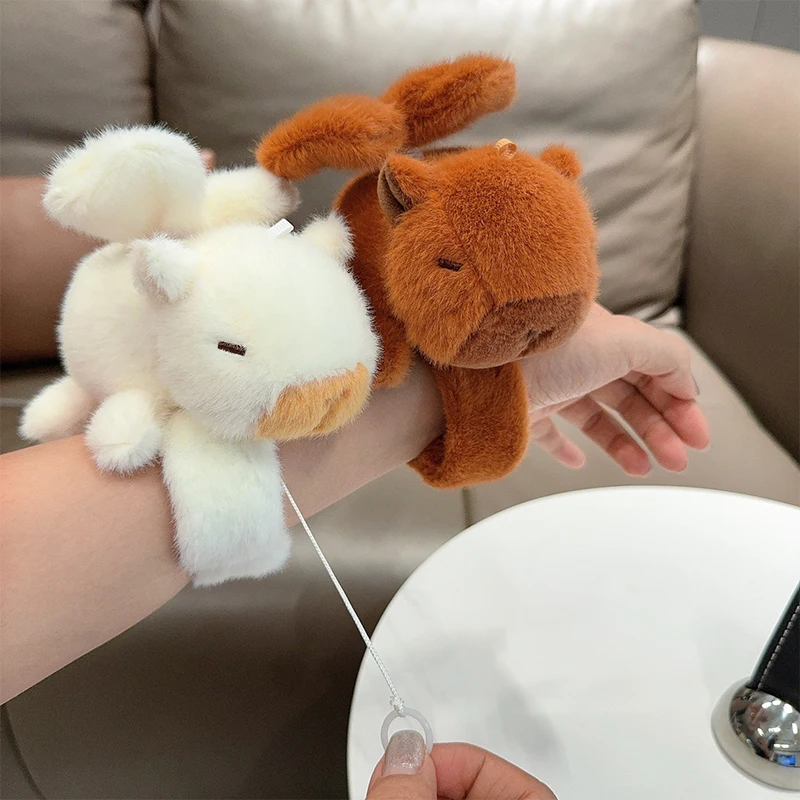 Kawaii Plush Doll Papa Bracelet Cute Wing Vibration Capybara Toy Bracelet Cartoon Animal Plushie Interactive Toy Women Gifts