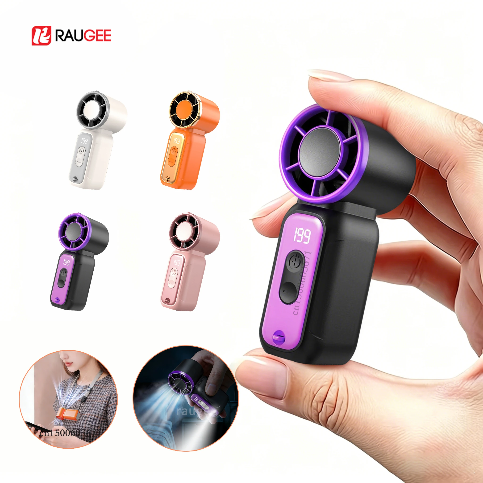 

Mini Hand Fan Ultra Mini Fan Portable USB Rechargeable Neck Hanging Fan With Light Pocket Size Small Handheld Fan For Outdoor