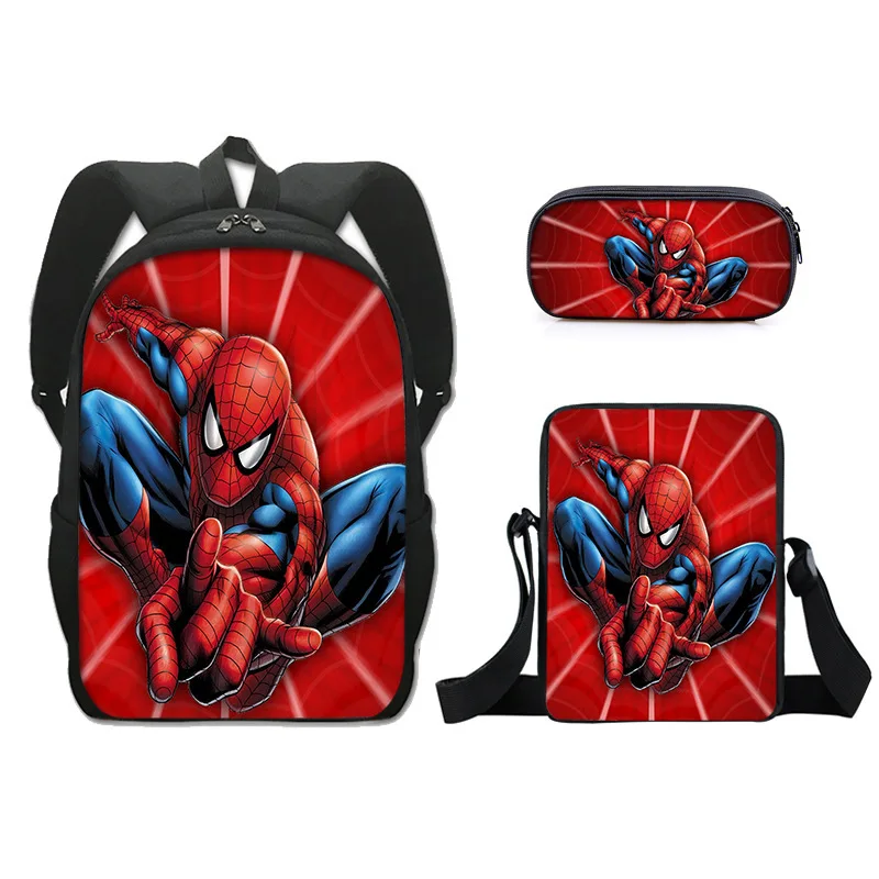 3pcs/Set 17inch New Cartoon Spiderman Primary And Secondary School Students Simple Sport Backpack Messenger Bag Pen Case Gifts