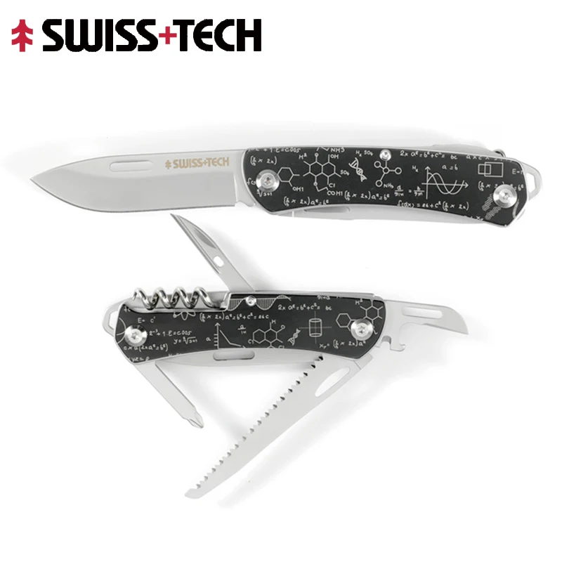 2024 New SWISS TECH Mini Folding Multi Tool Knife 9 In 1 EDC Outdoor Multi Functional Hand Tools Portable Bottle Wine Opener