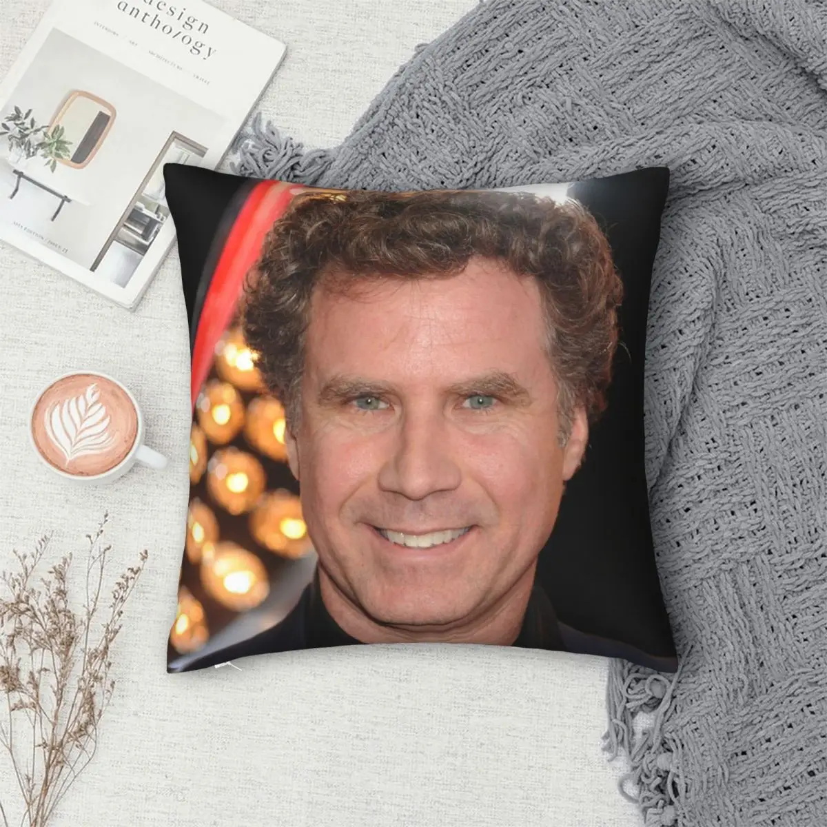 Will Ferrell-funda de almohada cuadrada de poliéster y lino de terciopelo, decoración creativa con cremallera, funda de cojín para cama, venta al por mayor