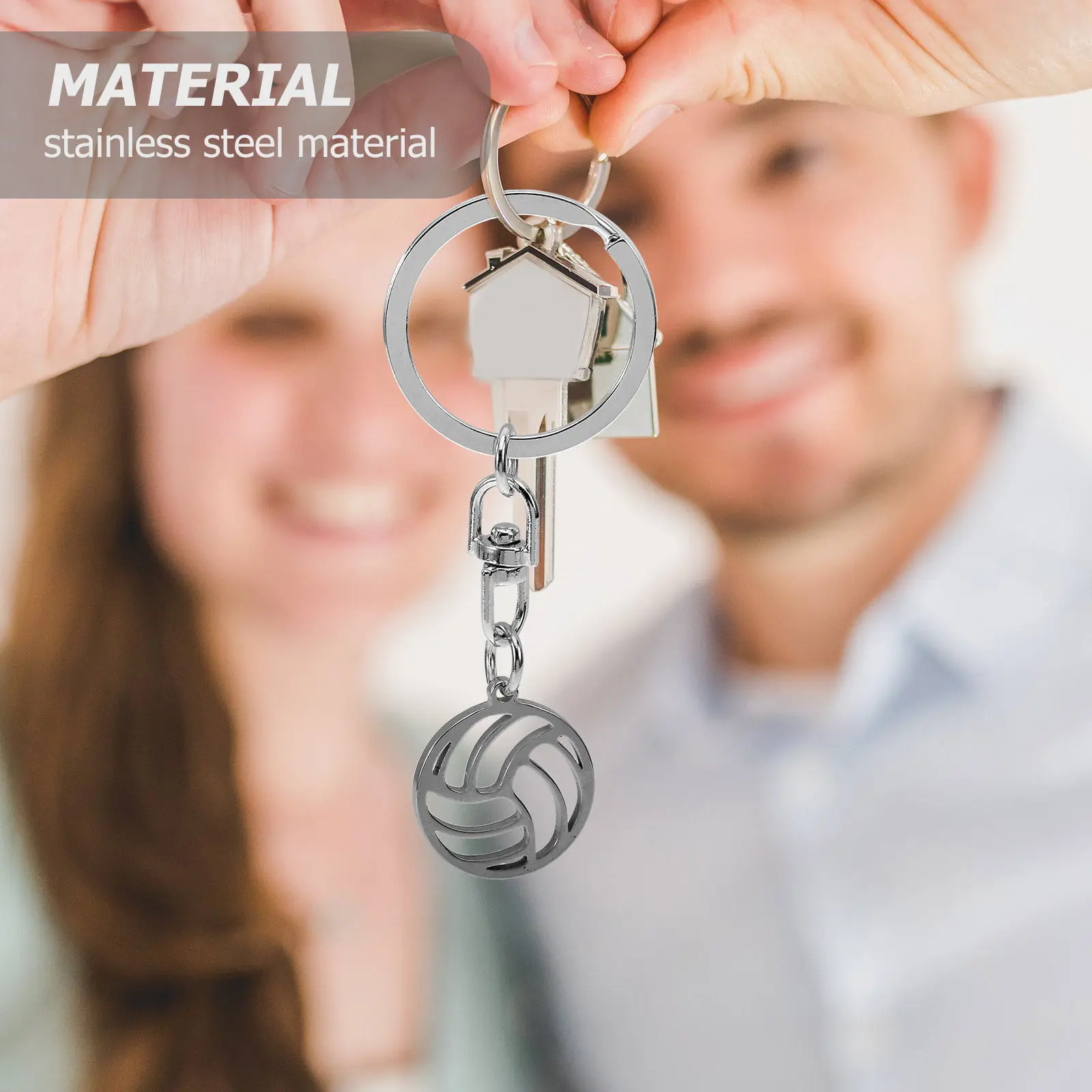 Stainless Steel Key Decorative For Bag Hanging Pendant Volleyball Keychain Sports Theme Players