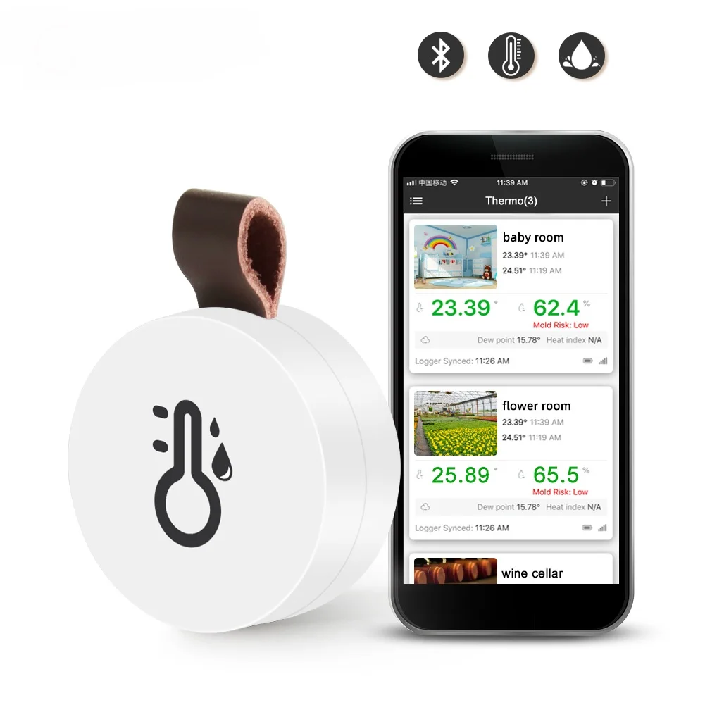 Мини-беспроводной датчик MEMS, регистратор температуры и влажности, управление через приложение, умный Bluetooth-термометр, гигрометр, регистратор данных, сигнализация