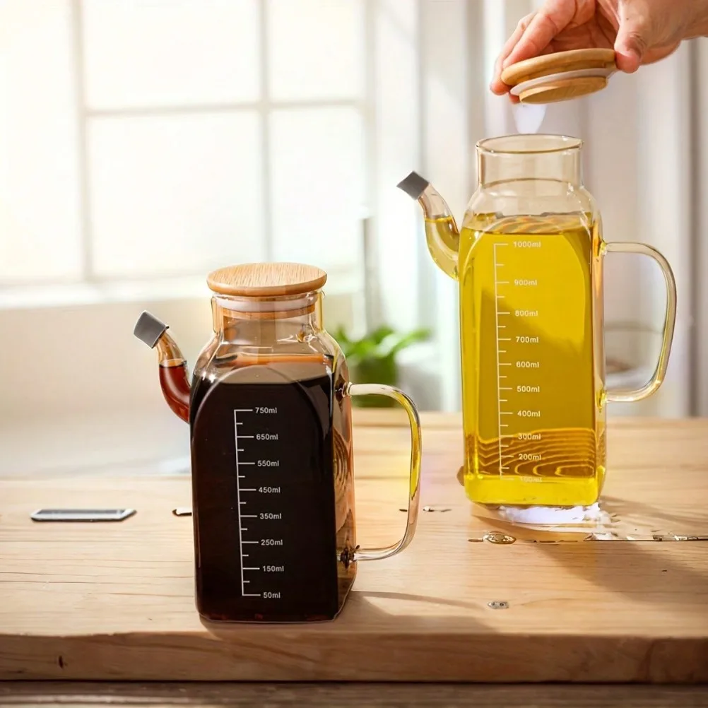 Olla  aceite  vidrio, olla  vinagre  gran capacidad  1000ml con tapa con marcas  medición, solo lavado a mano, acces