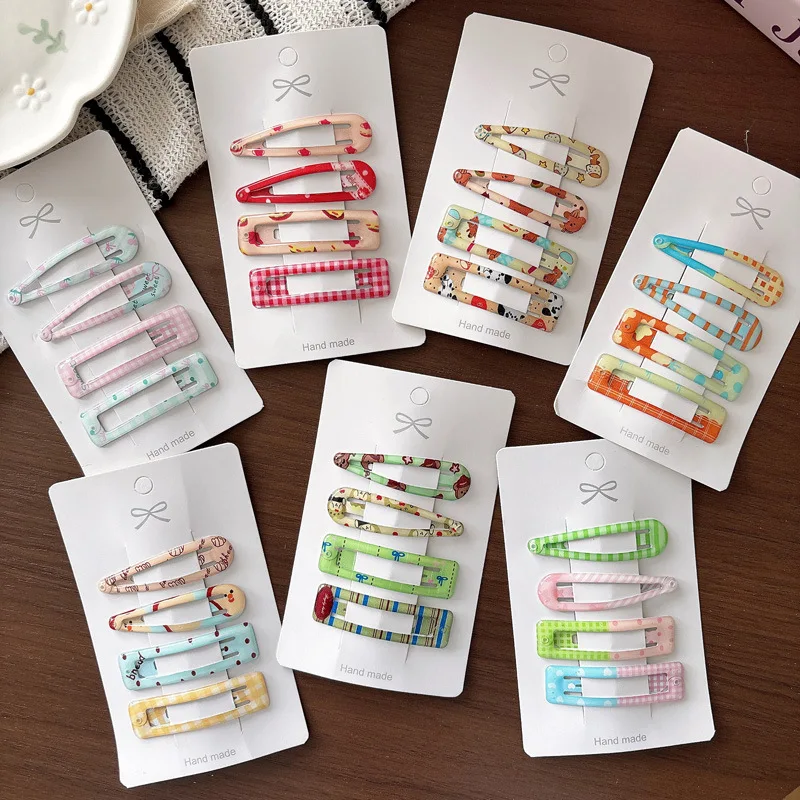 

Cute Enamel Printed Side BB Hair Clips for Girls Sweet Versatile Floral Pattern Fringe Barrettes Soft Non Slip No Hurt Daily