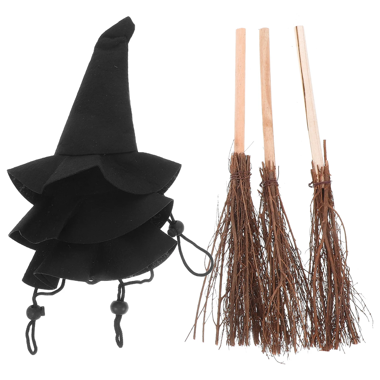 

3Set Hats Brooms Halloween Decorations DIY Craft Supplies Party Wedding Accessories Mini Halloween Figurines