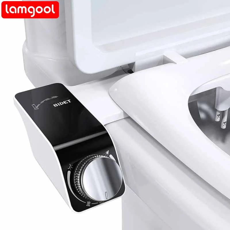 

Lamgool Bidet Attachment Ultra-Slim Toilet Seat Double Nozzle Spiral Adjustable Water Pressure Non-Electric Ass Sprayer WithHose