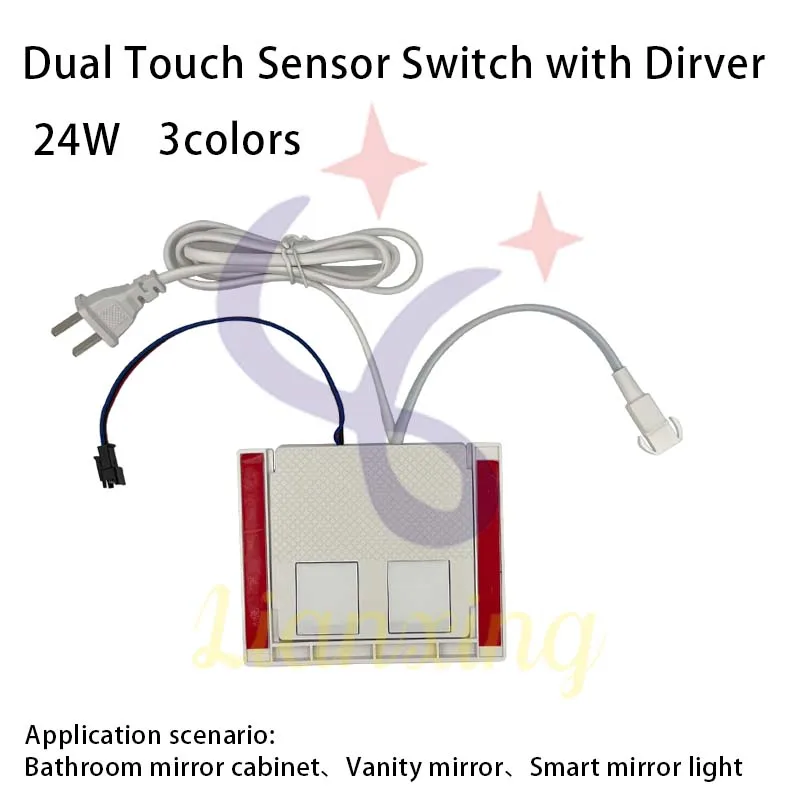 Smart Touch Sensor led Dimmer continuo dual touch switch con controller per strisce luminose per specchi da bagno antiappannamento