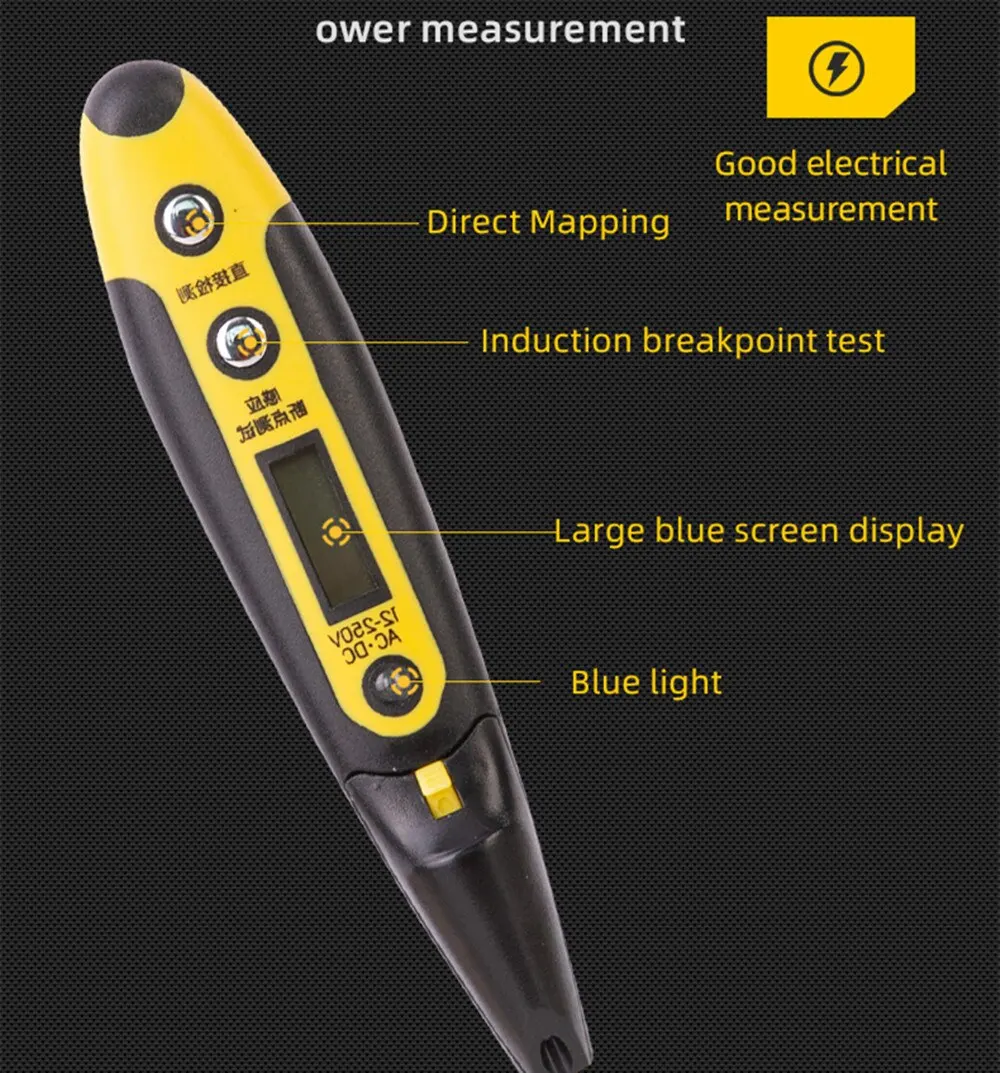 Deli AC DC Voltage Detector Tester Pen Smart Electric Pen Voltage Indicator Wall Plug Electrician Tools Meter Tester