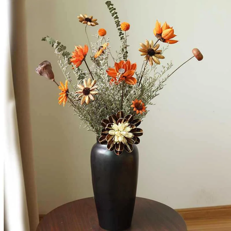 Natural dried flowers immortal bouquet living room desktop vase flower arrangement Yunnan air-dried flower art home decoration